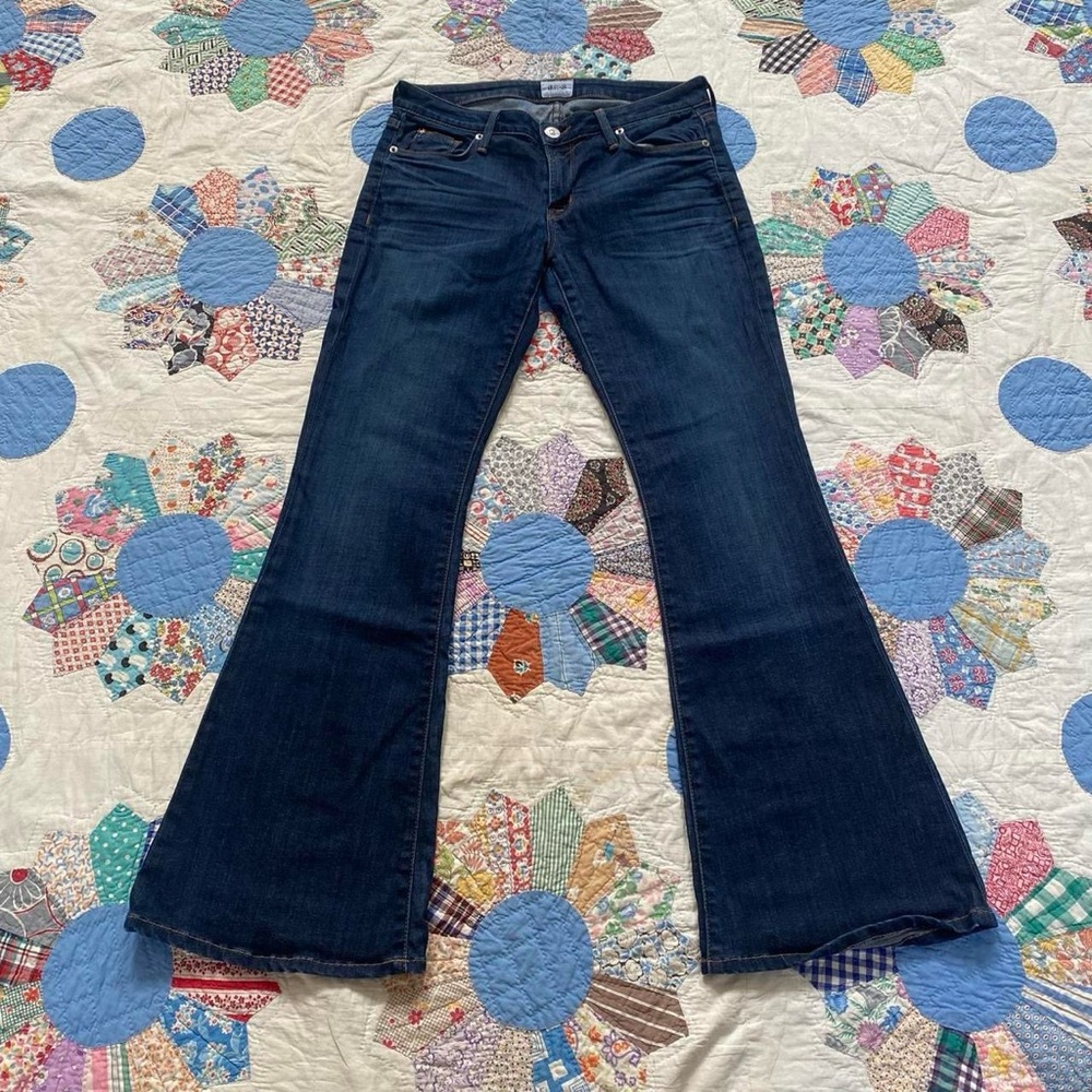 Hudson Y2k Whimsy Fairycore Grunge Dark Wash Blue Denim Flared Bootcut Jeans 28